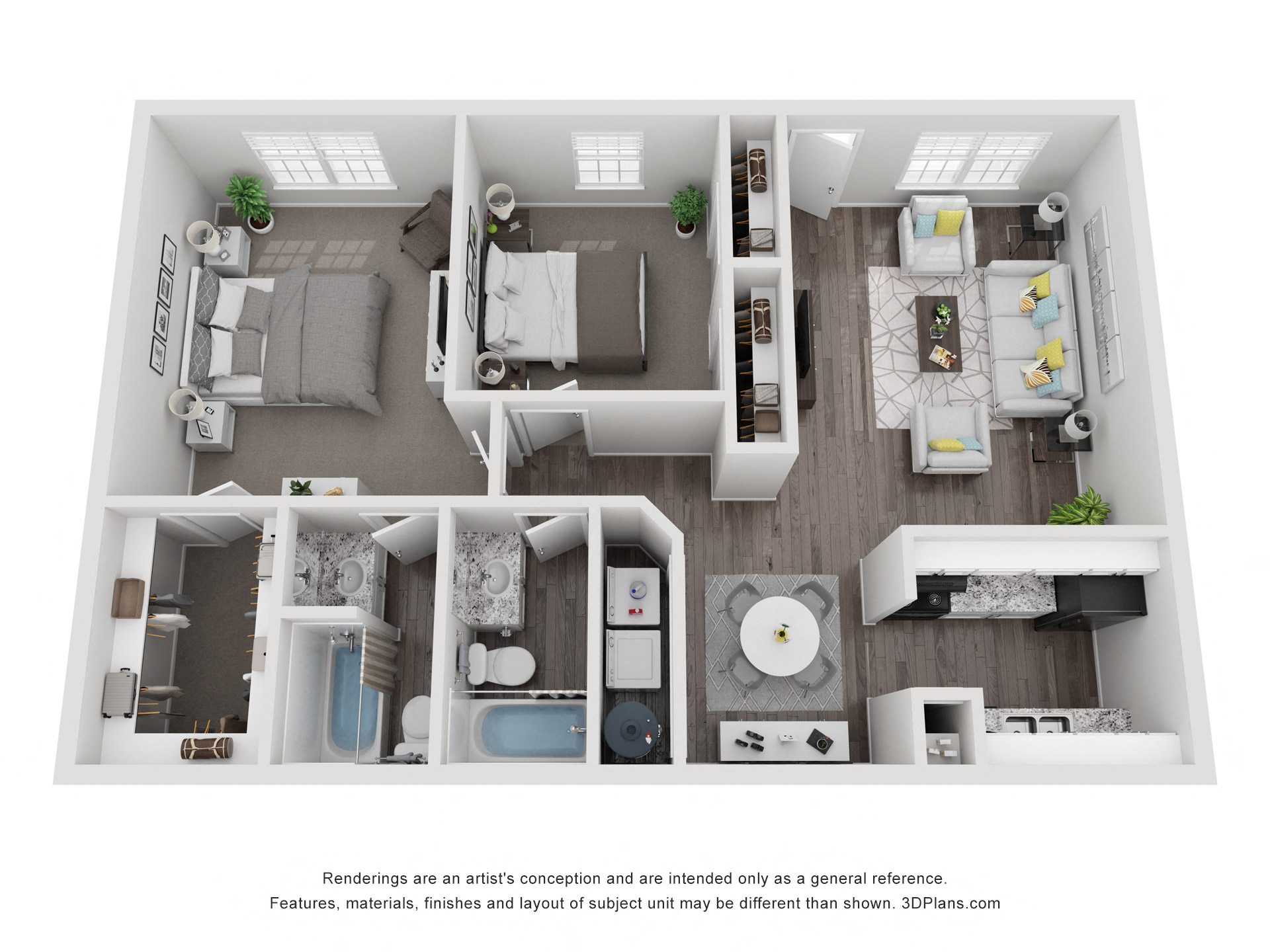 Floor plan layout diagram for 2x2 A TC 60 Elite